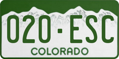 CO license plate 020ESC