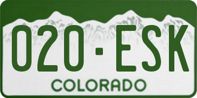 CO license plate 020ESK