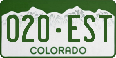CO license plate 020EST