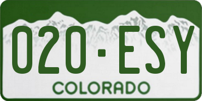 CO license plate 020ESY