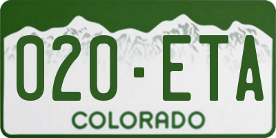 CO license plate 020ETA