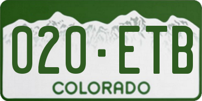 CO license plate 020ETB