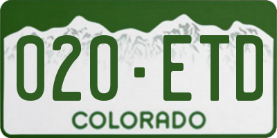 CO license plate 020ETD