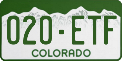 CO license plate 020ETF