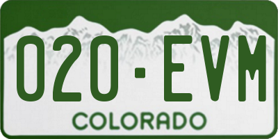 CO license plate 020EVM