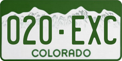 CO license plate 020EXC