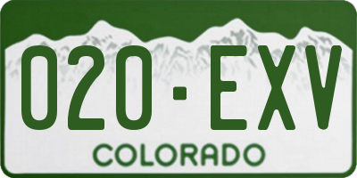 CO license plate 020EXV