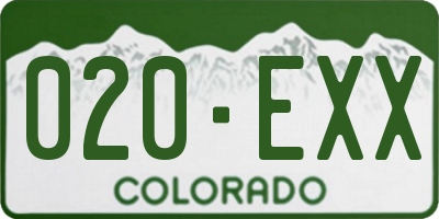 CO license plate 020EXX