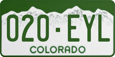CO license plate 020EYL