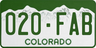 CO license plate 020FAB