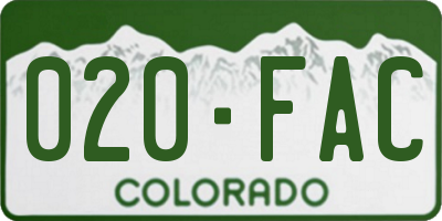CO license plate 020FAC
