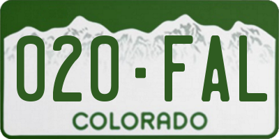 CO license plate 020FAL