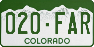 CO license plate 020FAR