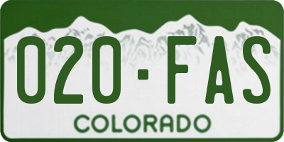 CO license plate 020FAS