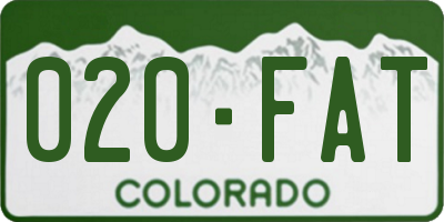 CO license plate 020FAT
