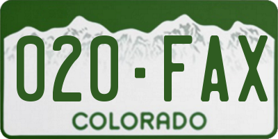 CO license plate 020FAX