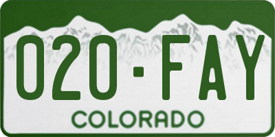 CO license plate 020FAY