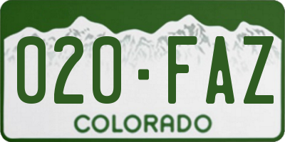 CO license plate 020FAZ