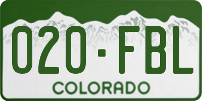 CO license plate 020FBL