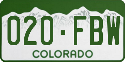 CO license plate 020FBW