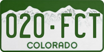 CO license plate 020FCT