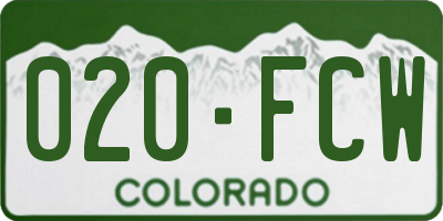 CO license plate 020FCW