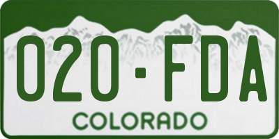 CO license plate 020FDA