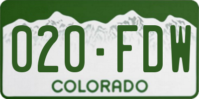 CO license plate 020FDW