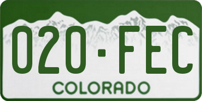 CO license plate 020FEC