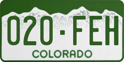 CO license plate 020FEH