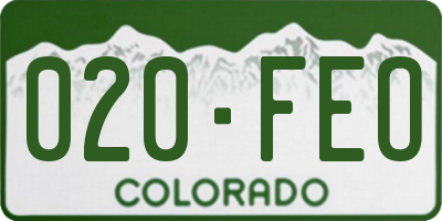 CO license plate 020FEO
