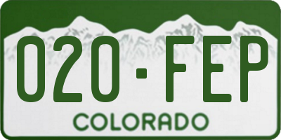 CO license plate 020FEP