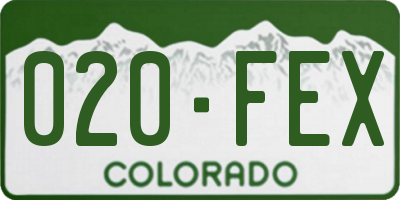 CO license plate 020FEX