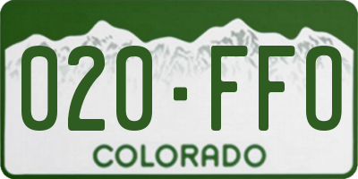 CO license plate 020FFO