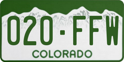 CO license plate 020FFW