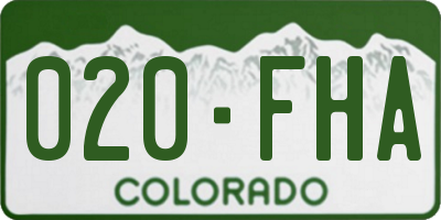 CO license plate 020FHA