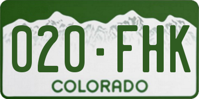 CO license plate 020FHK