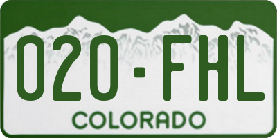 CO license plate 020FHL