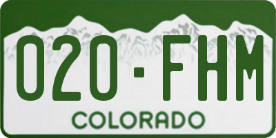 CO license plate 020FHM