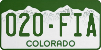 CO license plate 020FIA
