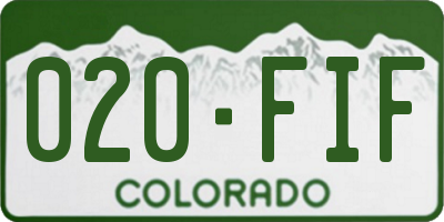 CO license plate 020FIF
