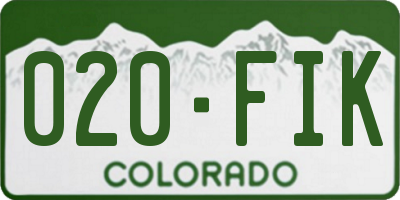 CO license plate 020FIK