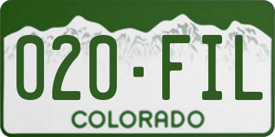 CO license plate 020FIL