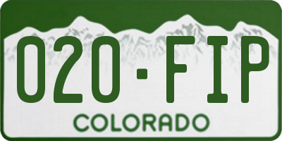 CO license plate 020FIP