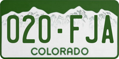 CO license plate 020FJA