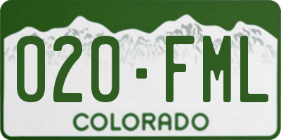 CO license plate 020FML
