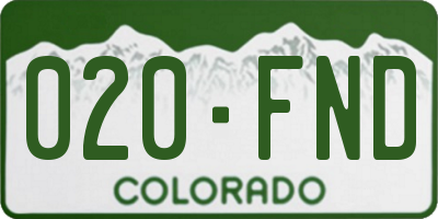 CO license plate 020FND