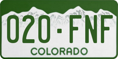CO license plate 020FNF