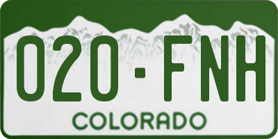 CO license plate 020FNH