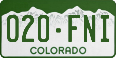 CO license plate 020FNI